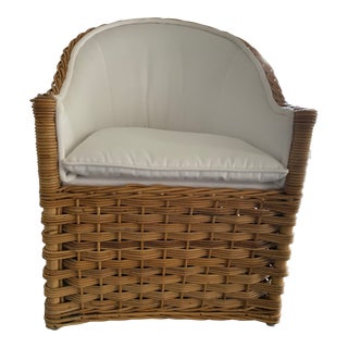 1980s Wicker Club Chair For Sale