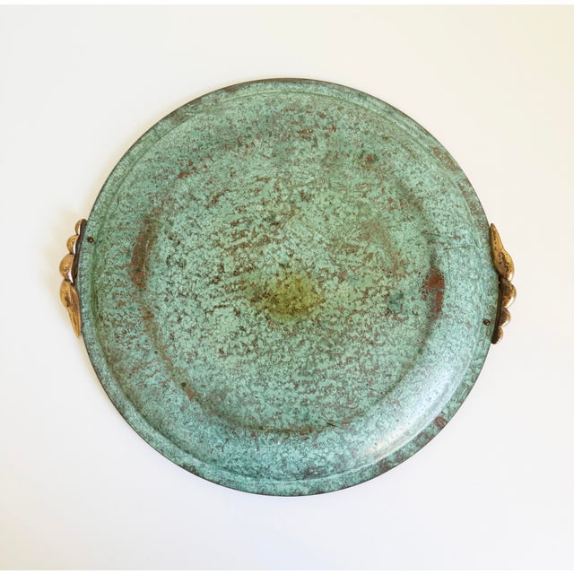 1930s Carl Sorensen Bronze Verdigris Art Deco Serving Bar Tray For Sale - Image 12 of 13