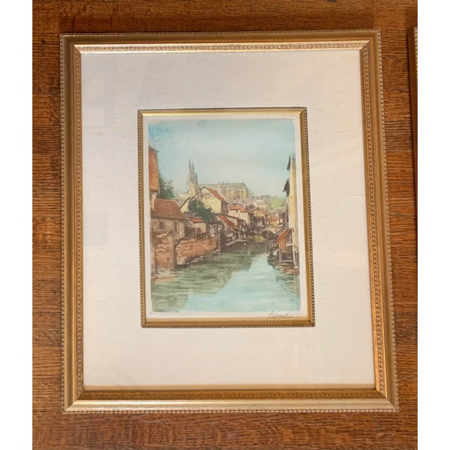 French Mid 20th Century Rustic European Landscape Scene Prints, Framed - Set of 2 For Sale - Image 3 of 8
