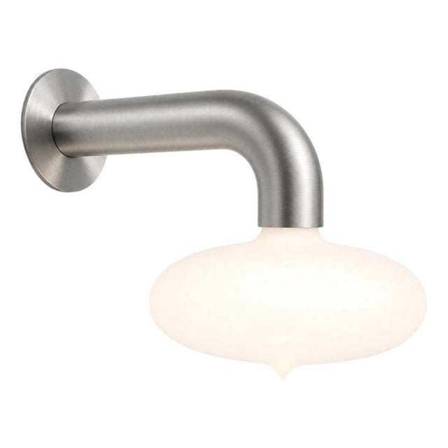 Tub Sconce in Opaline Glass and Brushed Steel by Christophe Perichon For Sale