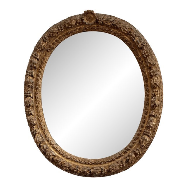 Finely Carved Louis XIV Period Oval Mirror, 18th Century For Sale