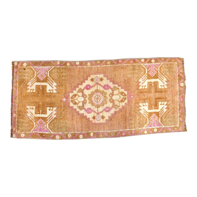 1960s Vintage Turkish Mini Rug For Sale