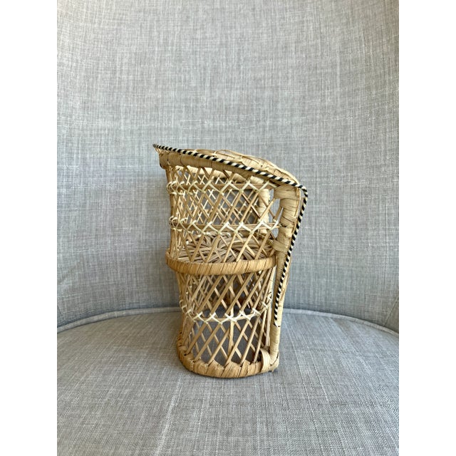 Vintage Rattan Loveseat / Chair / Plant Stand / Doll Couch For Sale - Image 4 of 7