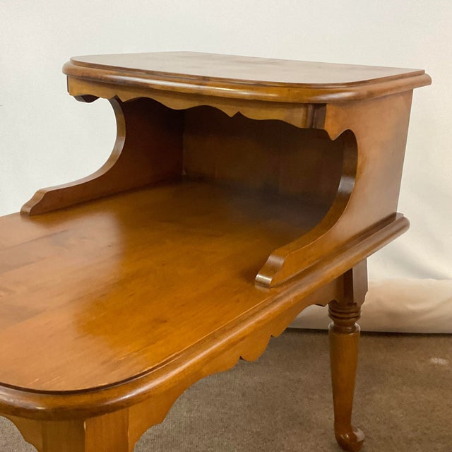 1970s French Provincial Maple Step Down Side Tables - A Pair. For Sale - Image 10 of 11