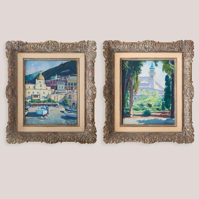 Positano and Valldemossa, Landscapes, 1990s, Oil on Canvas, Set of 2 For Sale - Image 15 of 15