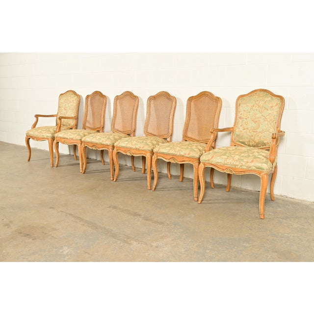 John Stuart French Provincial Louis XV Carved Oak and Cane Back Dining Chairs, Set of Six For Sale - Image 15 of 15