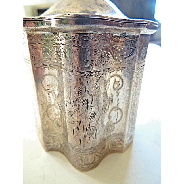 English Rare 1875 Black Starr & Frost Sterling Silver Tea Caddy Pineapple Finial No Mono For Sale - Image 3 of 10