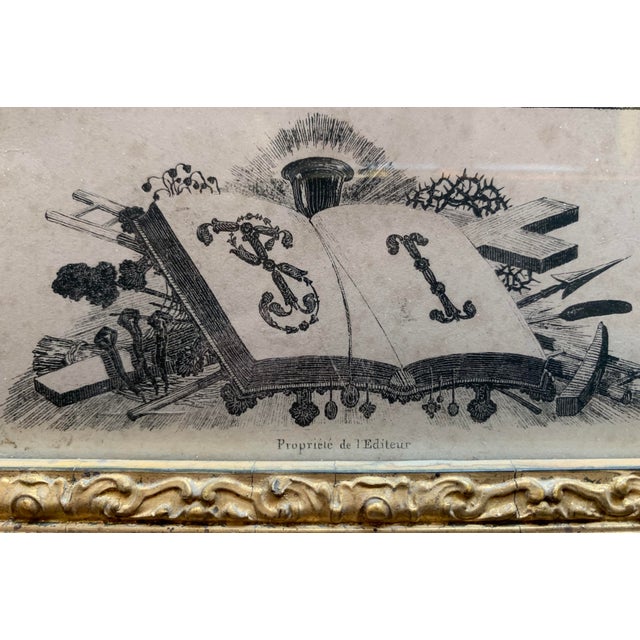 Monumental Antique Early 19th Century "Pilate Hands Jesus Over to Be Crucified" European Religious Lithograph by F. Courtin, Framed For Sale - Image 10 of 13