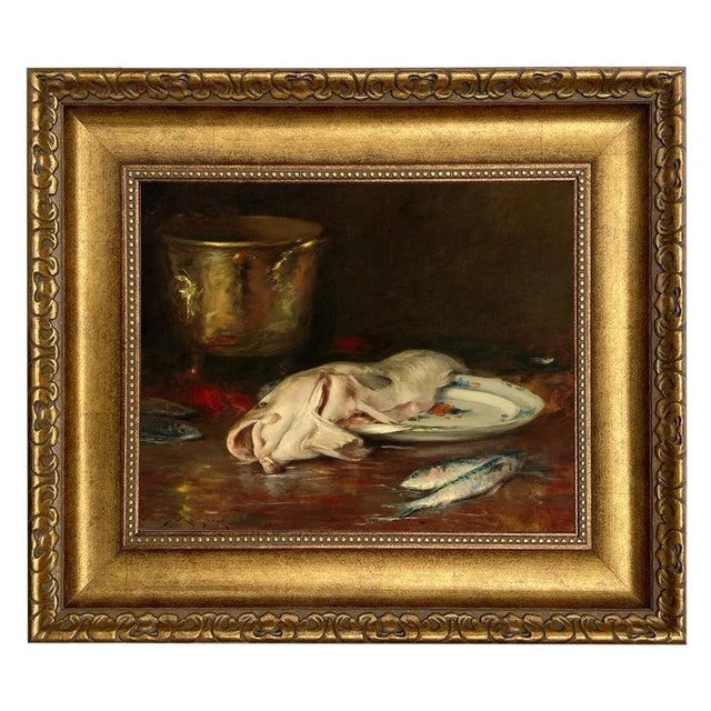 Not Yet Made - Made To Order English Cod Still Life Print on Canvas in Wide Antiqued Gold Frame, 11x14" Print, 17x20" Framed For Sale - Image 5 of 5