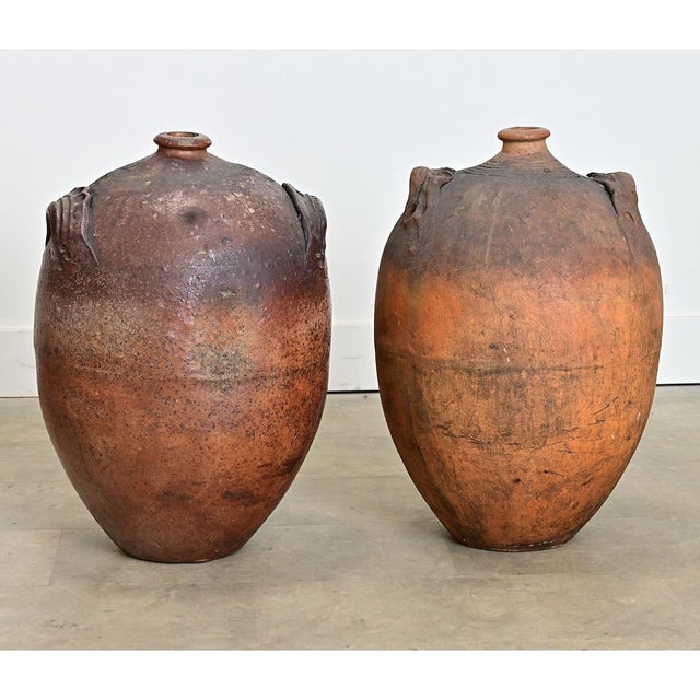 Pair of French 19th Century Massive Ceramic Olive Oil Jars For Sale In Baton Rouge - Image 6 of 18
