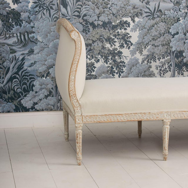 19th C. Swedish Gustavian Period Upholstered Daybed in Original Paint For Sale - Image 16 of 18