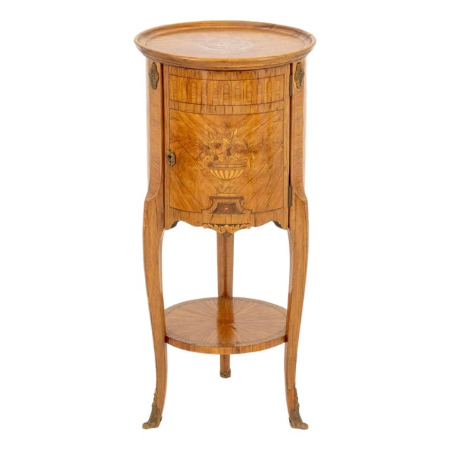 19th Century Louis XV Style Kingwood Marquetry Bedside Cabinet For Sale