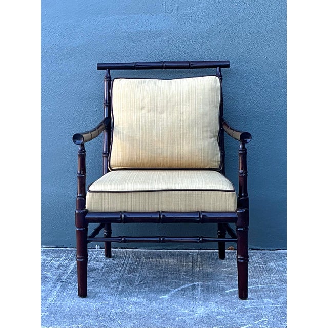 Vintage Vanguard Carved Bamboo Lounge Chair For Sale - Image 9 of 12