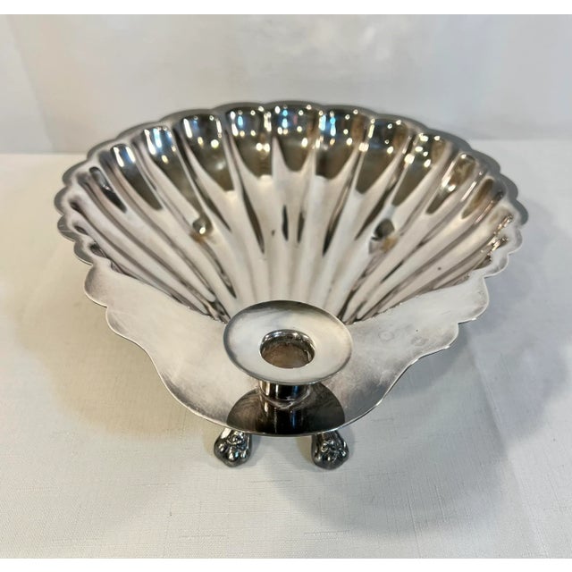 Silver Vintage Sheridan Scalloped Shell Candlestick Holder Serving Dish / Catchall For Sale - Image 8 of 10