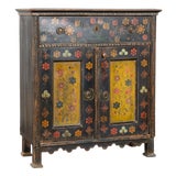 19th Century Original Hand-Painted Hungarian Pine Cabinet Sideboard For Sale