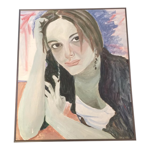 1970s Abstract Figurative Female Painting, Framed For Sale