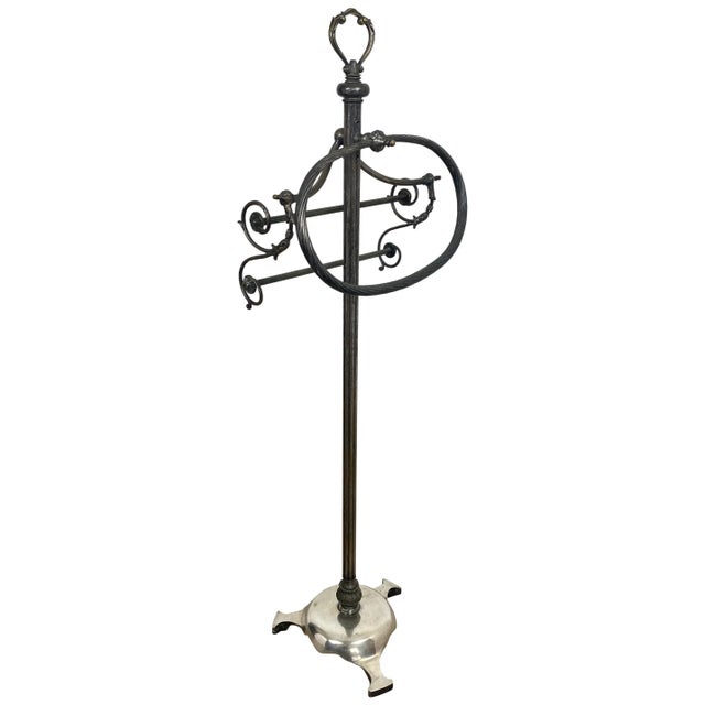 Mid-Century Italian Towel Floor Holder Rack in Solid Silver Brass, 1950s For Sale - Image 14 of 14