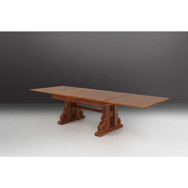 Vintage Art Deco Extendable Dining Table in Full Oak, 1940s For Sale - Image 3 of 14
