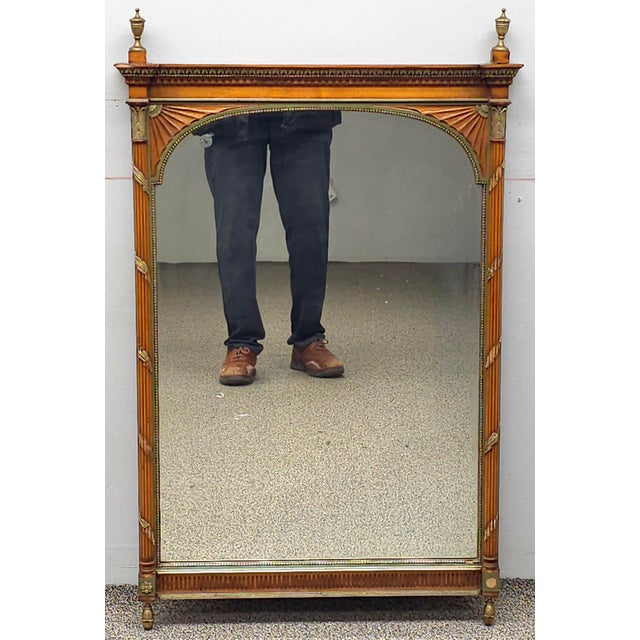 Neoclassical Mid 20th Century Neoclassical Style Fruitwood and Parcel Gilt Frame Ornamental Mirror For Sale - Image 3 of 9