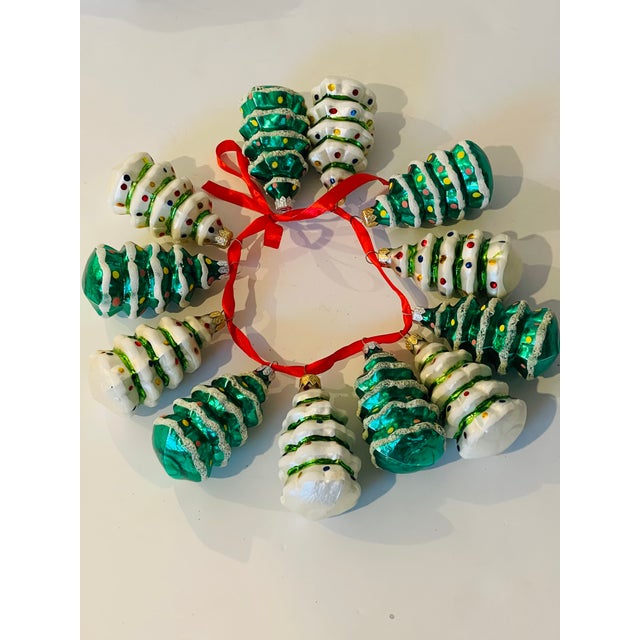 Gorgeous mid 20 th c vintage blown glass mercury Handpainted Christmas ornaments figurines trees.