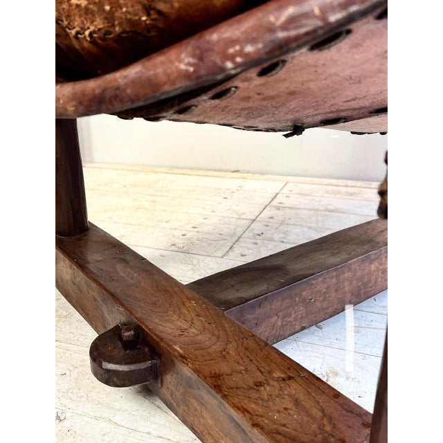 Brutalist Brazilian Chair and Hocker in Patched Leather, 1960s, Set of 2 For Sale - Image 15 of 18