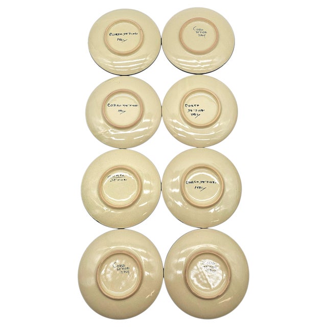 Vintage Corso Dei Fiori Casolare Cups & Saucers Set of 8 Italian Maiolica Painted For Sale - Image 14 of 18