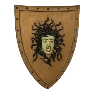 Early 20th Century Hand Painted Cast Iron Medusa Shield