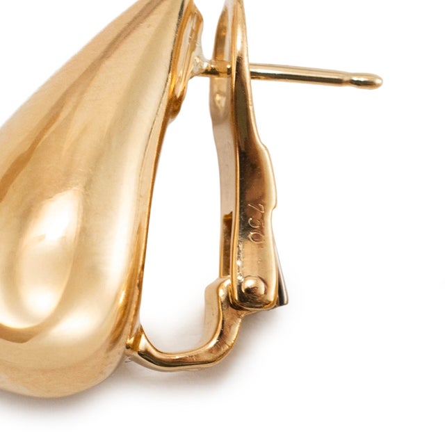 Vintage Fred Paris 18k Yellow Gold Large Teardrop Clip-on Earrings, A Pair For Sale - Image 4 of 8
