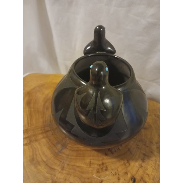 1970s Artist Signed Early 20th Century Black Native American Potery Bowl For Sale - Image 5 of 6