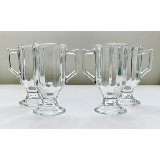 Late 20th Century Indiana Glass Optic Glass Irish Coffee Mugs- Set of 4 For Sale - Image 11 of 13
