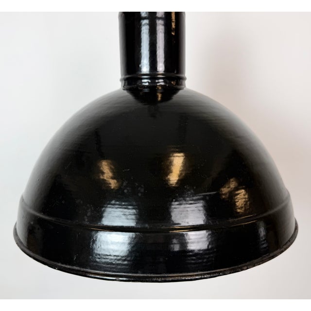 Industrial Black Enamel Factory Pendant Lamp, 1950s For Sale - Image 4 of 18