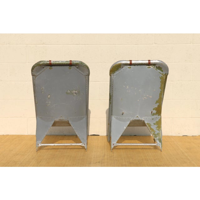 Vintage Leather Airplane Chairs With Riveted Aluminum & Leather Cushions For Sale In Los Angeles - Image 6 of 12
