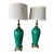 Vintage Pair Green Crackle Glaze Lamps With Brass Base For Sale