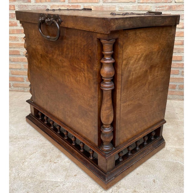 Antique Solid Wood Chest with Turned Columns, 1920s For Sale - Image 6 of 12