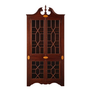 Antique Mahogany Corner China Cabinet For Sale