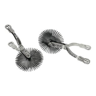 Pair of Vintage Chilean Gaucho Silver Spurs – South American Equestrian Folk Art For Sale