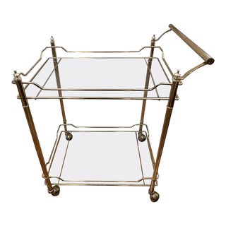 Hollywood Regency Brass Bar Cart For Sale