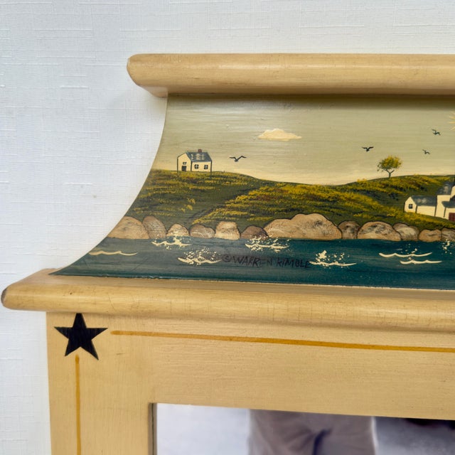 Late 20th Century Vintage Late 20th Century Nautical Folk Art Trumeau Wall Mirror, Artist Signed For Sale - Image 5 of 11