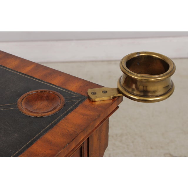 Wood Maitland Smith Leather Top Game Table For Sale - Image 7 of 18
