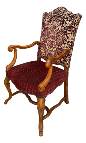 Alfonso Marina Treviso II Red Cut Velvet Throne Arm Chair - 1 of 2 Available