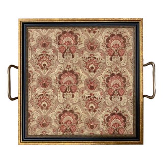 Tray with 18th Century French Printed Fabric, 11-1/2" X 11-1/2" For Sale