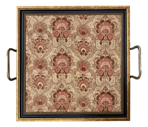 Tray with 18th Century French Printed Fabric, 11-1/2" X 11-1/2"