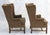 Late 20th Century Chippendale Style Upholstered Wingback Chairs-a Pair For Sale - Image 4 of 12
