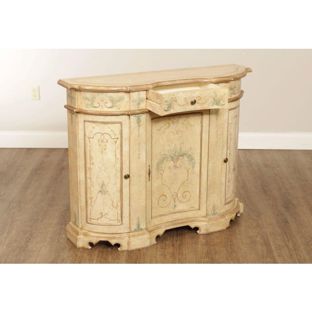 Italian Italian Venetian Hand Painted Serpentine Front Console For Sale - Image 3 of 13