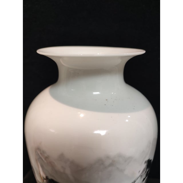 Ceramic Chinese Ceramic Vase Qianlong Marked Famille Rose Porcelain Vase Hand Painted Eight Horses Pattern For Sale - Image 7 of 12