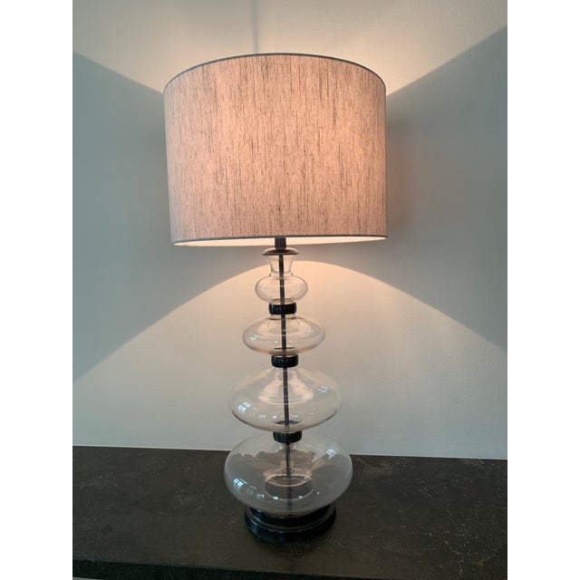 Pair of Estelle Stacked Glass Table Lamp by Pottery Barn With Shade