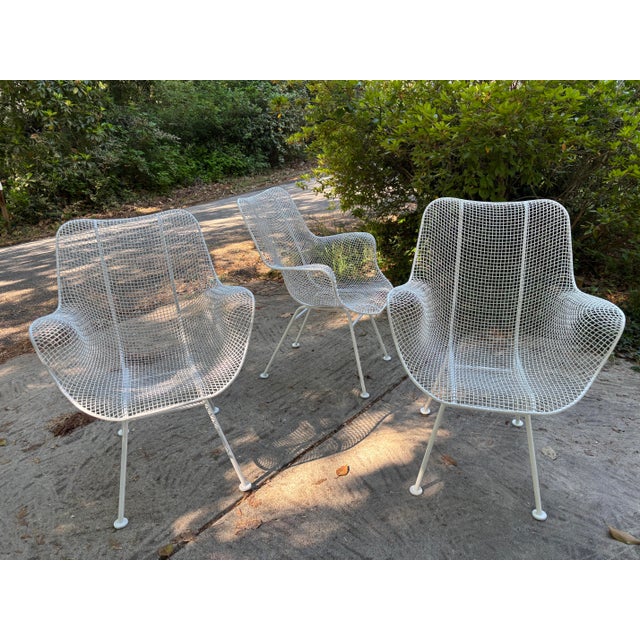 White Mid 20th Century Russell Woodard Sculptura Arm Chairs - Set of 3, Attributed For Sale - Image 8 of 9