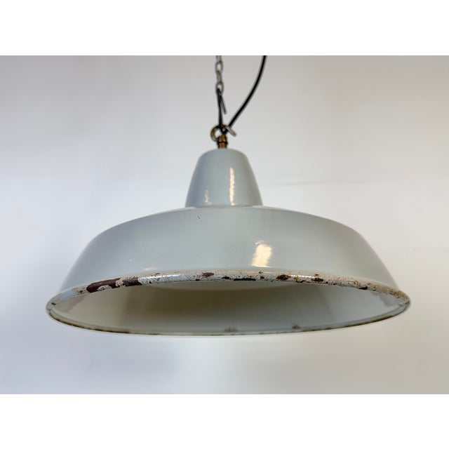1960s Industrial Grey Enamel Pendant Lamp from Thorlux, 1960s For Sale - Image 5 of 18