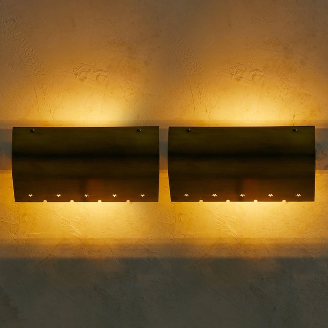 Swedish Brass Star-Perforated Sconce, 1940s - 2 Available For Sale - Image 10 of 18