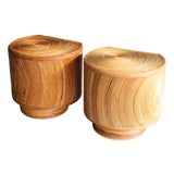 Pair of Pencil Reed Swiveling Side Tables Attributed to Gabriella Crespi, 1980s For Sale